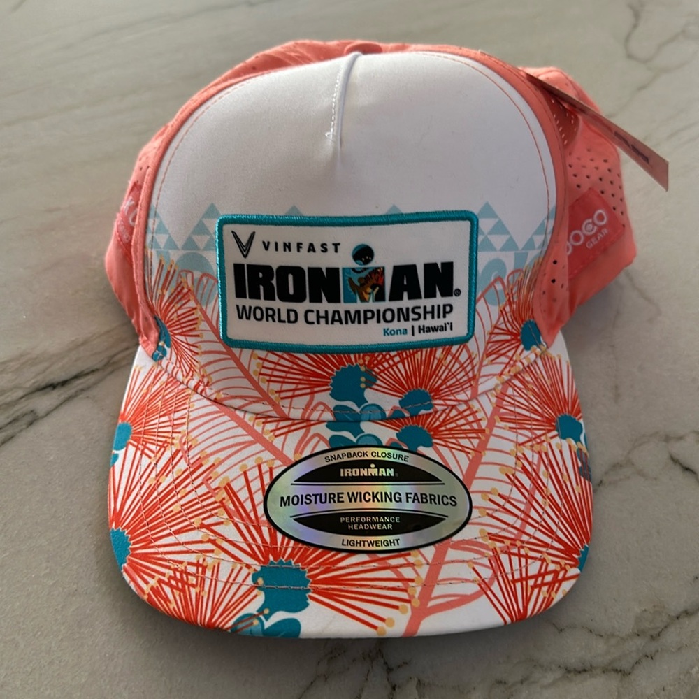 IRONMAN Cap. Brand new with tags. Coral, turquoise, white.